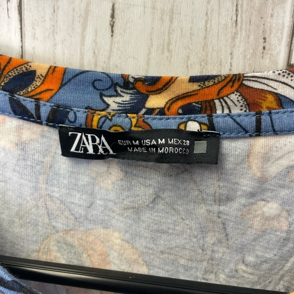 Zara Blue Ruffled Boxy Blouse with Peter Pan Collar size medium - Picture 2 of 5